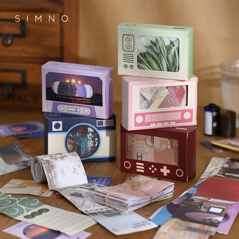 Retro style sticky note paper art small card hand account book creative blind box pumping material paper multi-style note box