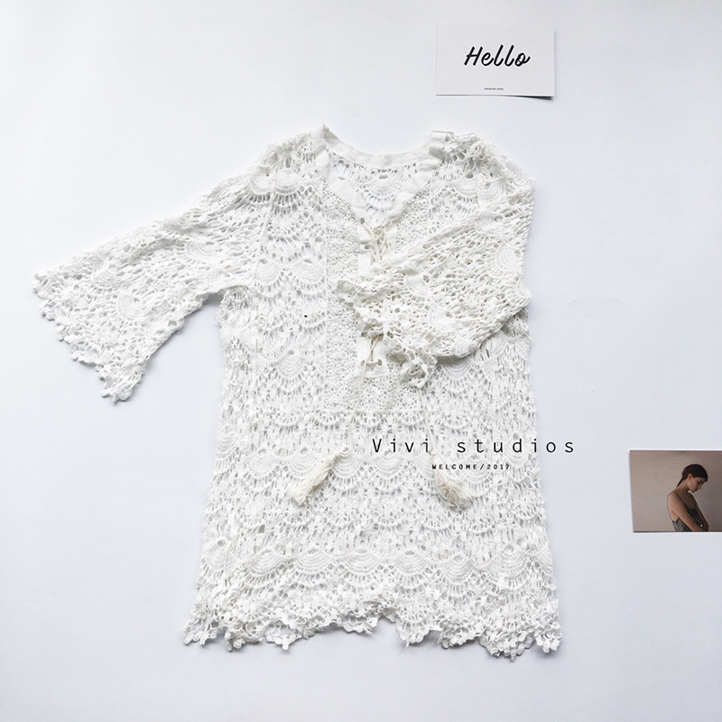 VV / 17ss khí chất là bộ ngực nhỏ mảnh khảnh tụ tập áo che bụng chia áo tắm ba mảnh mùa xuân nóng bỏng đồ bơi 2 mảnh kín