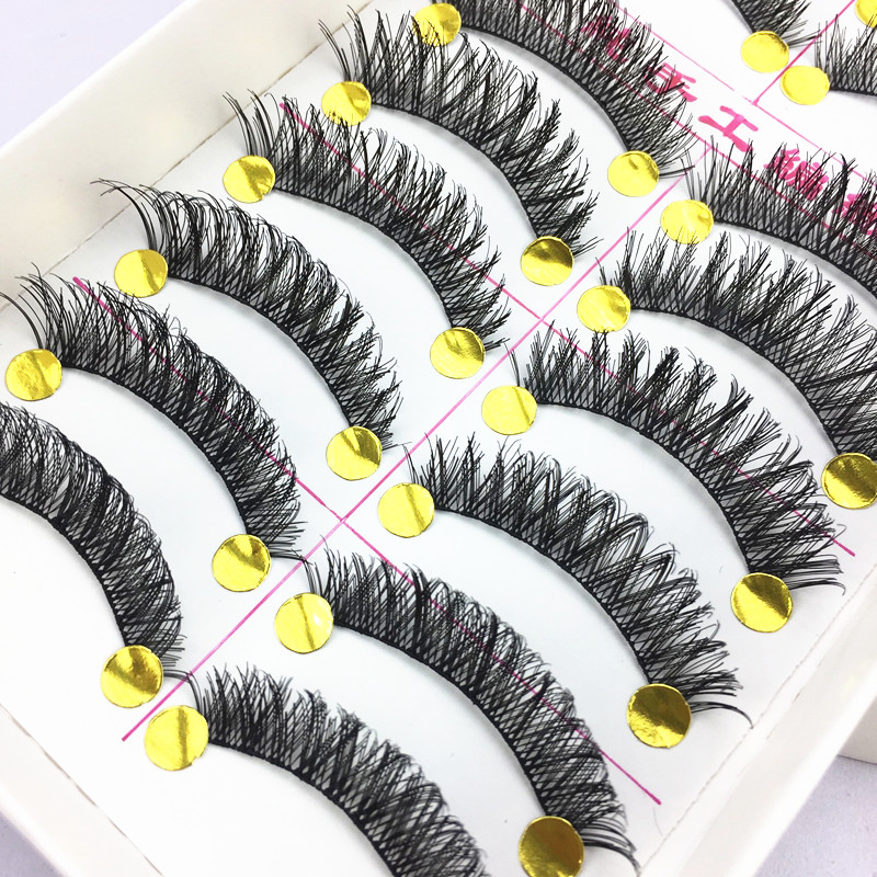 Đài Loan handmade giả lông mi lộn xộn H11 siêu nhiên trang điểm nude dày cuống lông mi trên 10 đôi - Lông mi giả kích mí keo