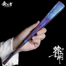 Meat-eater Thorns Back Ancient Tung Fold Fan ten-inch titanium alloy Handmade custom Kung Fu Tai Chi Mens with a portable courtesy