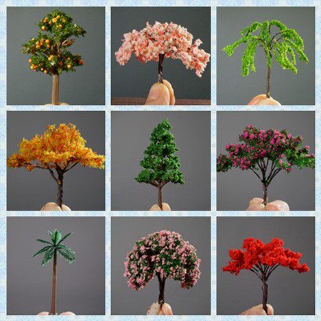 Bonsai accessories Micro-landscape landscaping stone sketch accessories Simulation fake flower Cherry blossom Peach Tree Willow Fruit Tree Pine tree