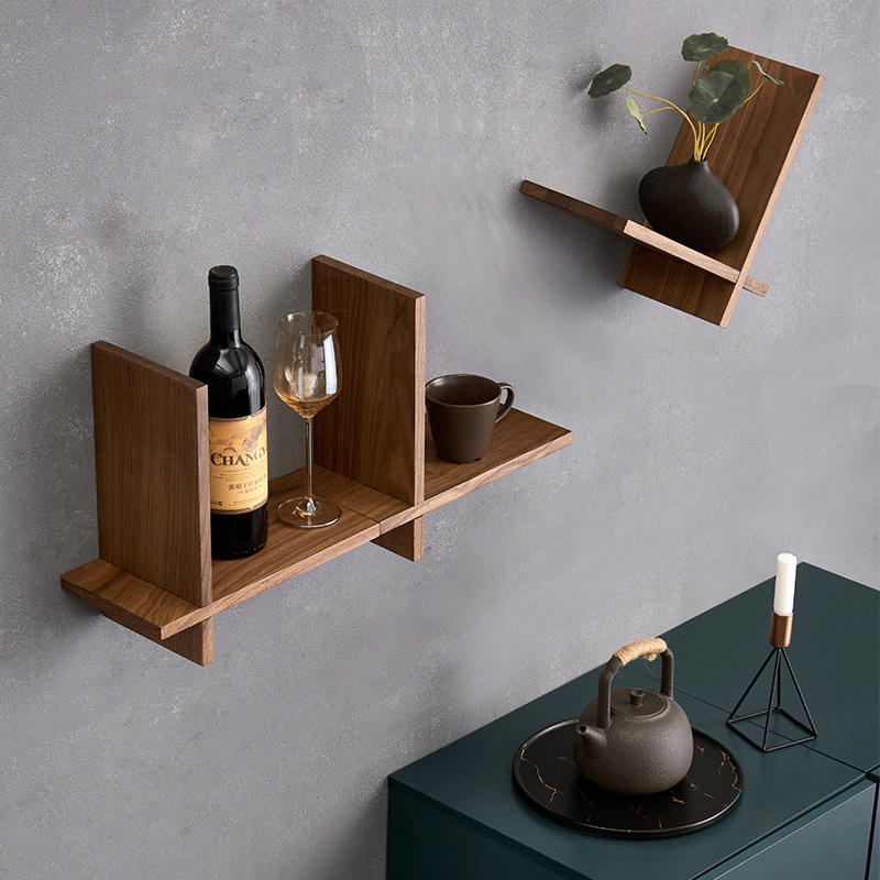 Solid wood shelf bedroom decoration clapboard living room TV wall hanging wall hanging cross bookshelf