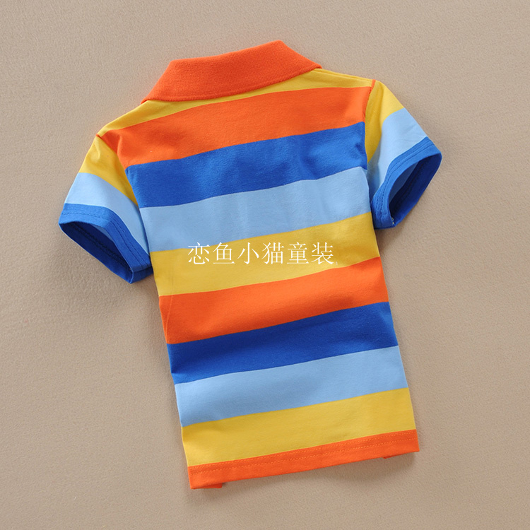 Quần áo trẻ em mùa hè 2017 mới lớn trẻ em bé sọc ngắn tay t-shirt bông ve áo cậu bé triều quần áo trẻ em giá rẻ