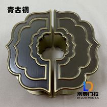 Chinese antique semicircular door handle Modern hotel glass wooden door handle Bronze solid carved Diluo