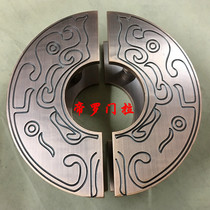 Chinese antique semicircular handle Hotel clubhouse KTV glass wooden door handle solid copper engraving Diluo