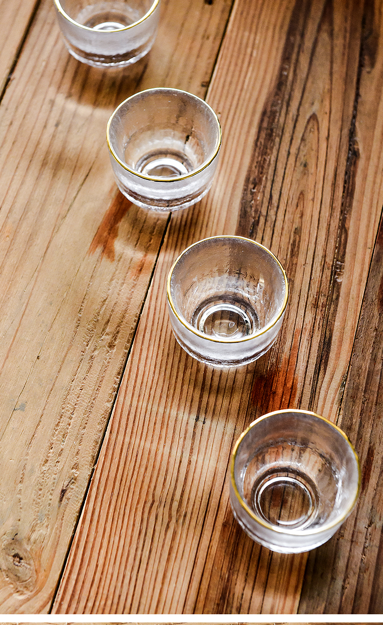 Rượu thủy tinh không chì mạ vàng Bộ rượu sake Nhật Bản đặt 1 nồi 4 ly với hộp quà tặng ấm rượu vang ly rượu vang ly rượu vang hầm rượu - Rượu vang ly uống rượu vang ocean