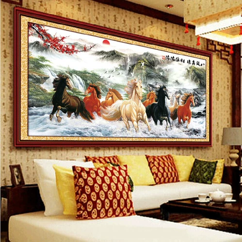 Печать поперечной вышитой лошадь к успешной вышивке Fortune Cross Eight Jun Map