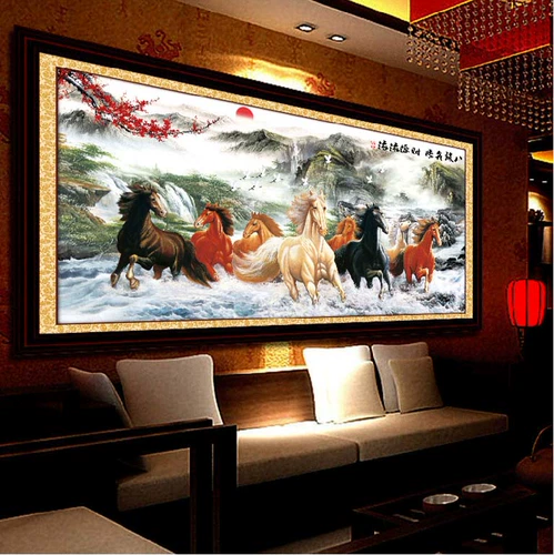 Печать поперечной вышитой лошадь к успешной вышивке Fortune Cross Eight Jun Map