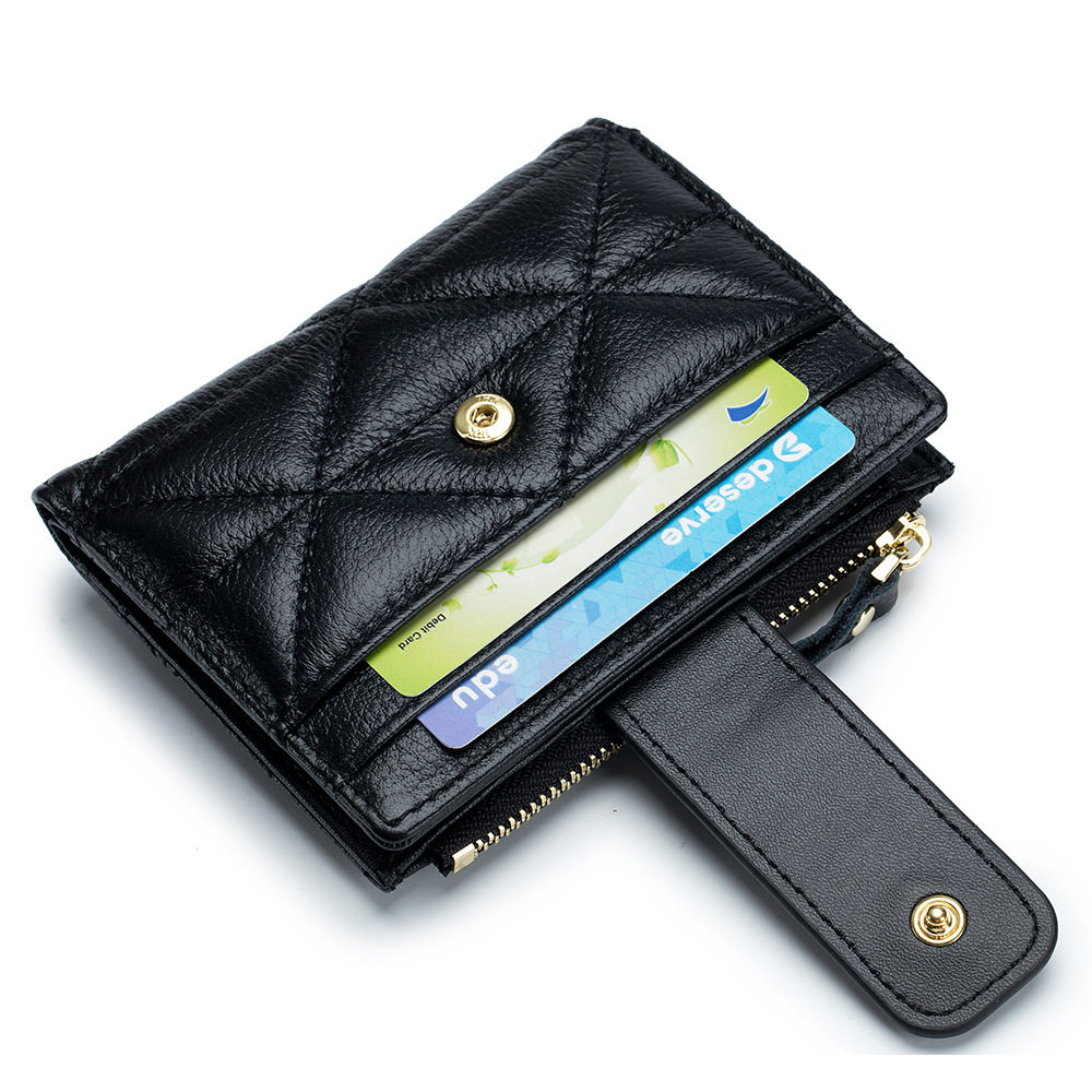 2022 new minimalist genuine leather ladies wallet thin multi-position card bag ins zero wallet short wallet with small money clip