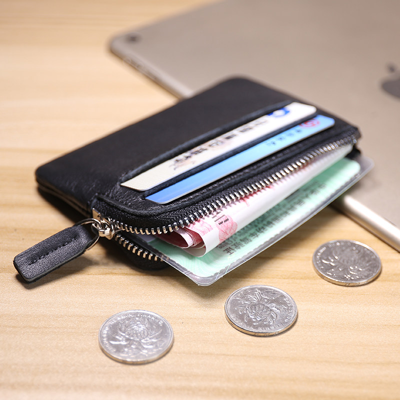 Zero Wallet Women's Men Genuine Leather Small 2019 New short Mini minimalist ultra-thin Zero Money bag Carpack coin bag