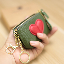 2024 New Japanese and Korean First-layer Cowhide Mini Coin Bag Small Coin Purse Love Genuine Leather Key Storage Card Holder