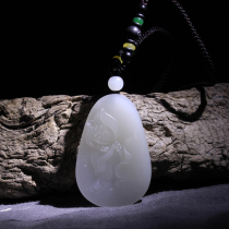 Wen Yuxuan---Genuine Xinjiang Hotan Jade Qinghai Jade Kunlun Jade Carved Lotus Integrity Pendant Brand