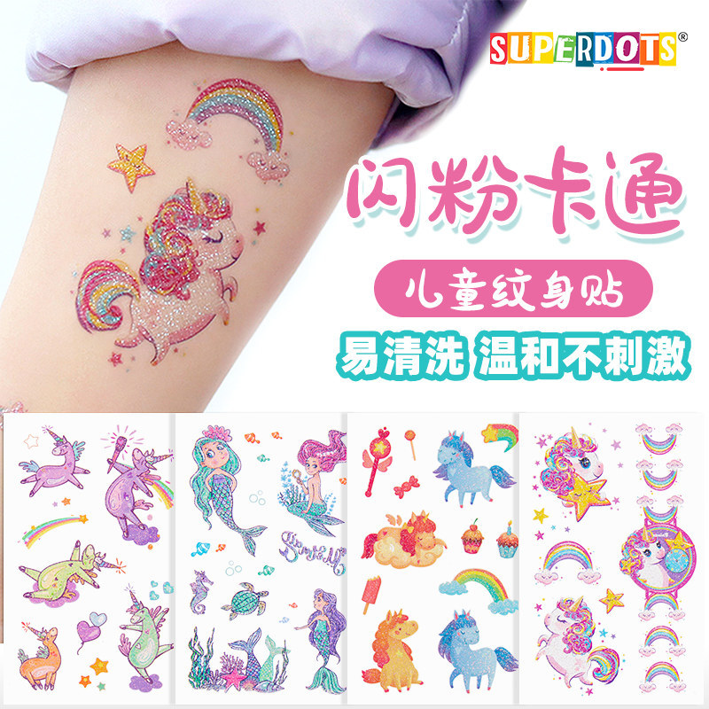 Tattoo Stickers for Kidsren, Washable and Waterproof, Baby Nail Stickers, Cartoon Princess Butterfly Girl Watch, Cute Nail Art Stickers