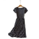 Váy cotton mùa hè 2018 nữ lụa lụa hoa swing váy ren eo cotton chần tay áo midi váy đầm sơ mi that eo