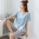 Đồ ngủ mùa hè nữ cotton ngắn tay cắt quần mùa hè phụ nữ mùa hè lỏng lẻo phần mỏng dịch vụ nhà quần phù hợp