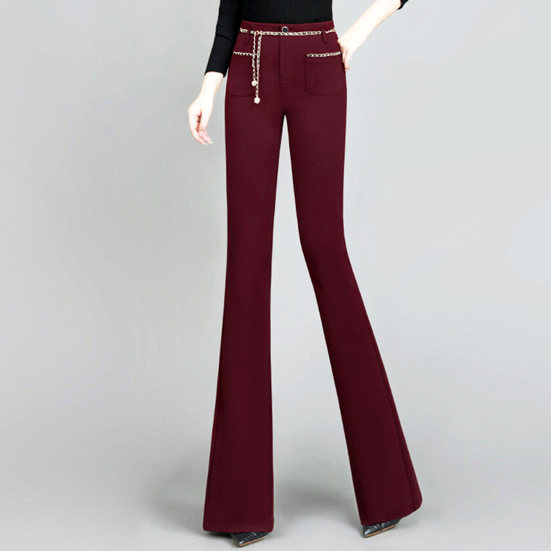 Burgundy Flared Pants for Women 2026 Spring New High-Waisted Slimming Drape Casual Suit Flared Long Pants Casual Pants Burgundy Flared Pants for Women 2026 Spring New High-Waisted Slimming Drape Casual Suit Flared Long Pants Casual Pants