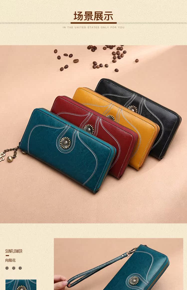 Ví nữ 2019 mới ví nữ dài bằng da ví dây kéo Phiên bản Hàn Quốc của túi đeo chéo nữ retro dung tích lớn thủy triều - Ví tiền ví nam pedro