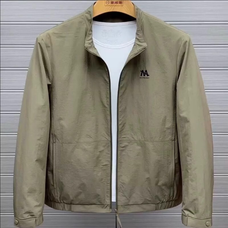 2025 Spring and Autumn New Fashion Versatile Men's Stand Collar Jacket Business Casual Windproof Simple Thin Top