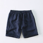 Mùa hè mỏng phần quần short vải lanh nam giản dị bãi biển bốn quần Nhật Bản retro quần cotton trắng - Crop Jeans