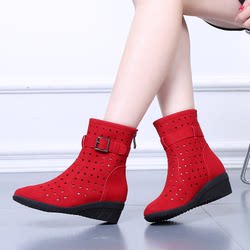 Square dance mesh boots for women 2024 spring and autumn new style mom hollow short boots dance boots soft sole dance shoes hole sandals