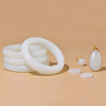 Cat home Xinjiang Qiemo Hetian Jade mutton white jade bracelet jade bracelet round thin female jade bracelet and Tianbai jade bracelet