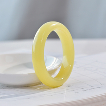 (Cat Home preferred) Hetian Jade yellow mouth material bracelet female thin round strip natural Xinjiang Ruoqiang jade bracelet peace bracelet