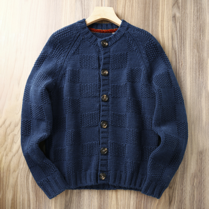 Heavyweight High-End 100% Pure Wool! Italian Single-Layer Autumn and Winter Men's Thickened Warm Knitted Cardigan Sweater Jacket