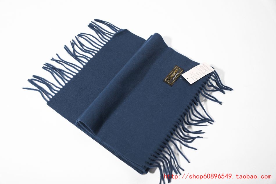 Thời trang kinh doanh khăn quàng cổ màu xanh len nguyên chất mỏng mùa thu và mùa đông khăn cashmere khẩu trang ống đi phượt