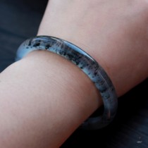  Ink jade bracelet A goods natural jade ice ink floating flower bracelet female thin strip narrow strip Xiuyu bracelet 64 large diameter