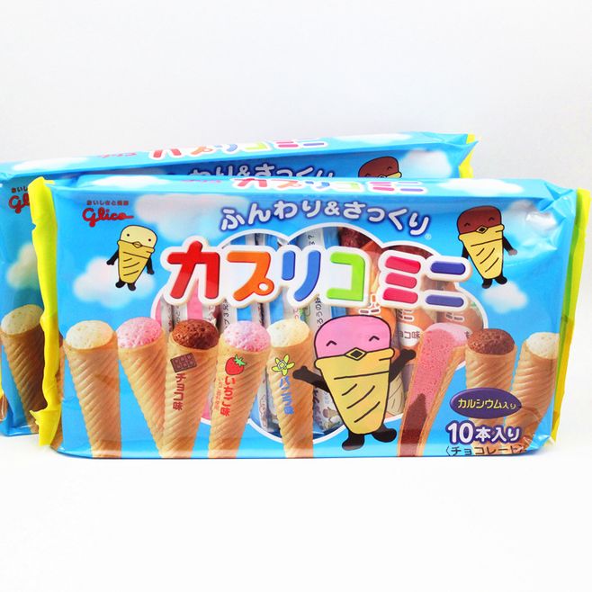 Children Crisp Rolls Sweet Drum Cookie Shummy Sandwich Japan Imported Solid Fruit Three Brothers Ice Cream Cylinder 87g Snacks