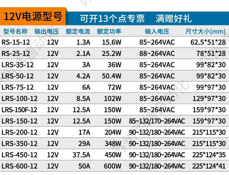 MEAN WELL chuyển đổi nguồn điện 24v biến áp 220 đến 12v5v volt DC LRS-50/100/150/200/350W