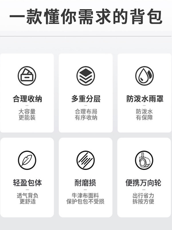 Detachable Cleaning Trolley Bag Backpack Large Capacity Luggage Bag Folding Multifunctional Luggage Bag Business Trip Boarding