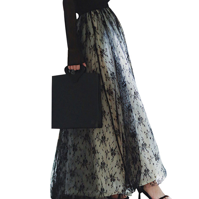 Yingkeren Organza Simple Bottoming Beach A-Line Skirt