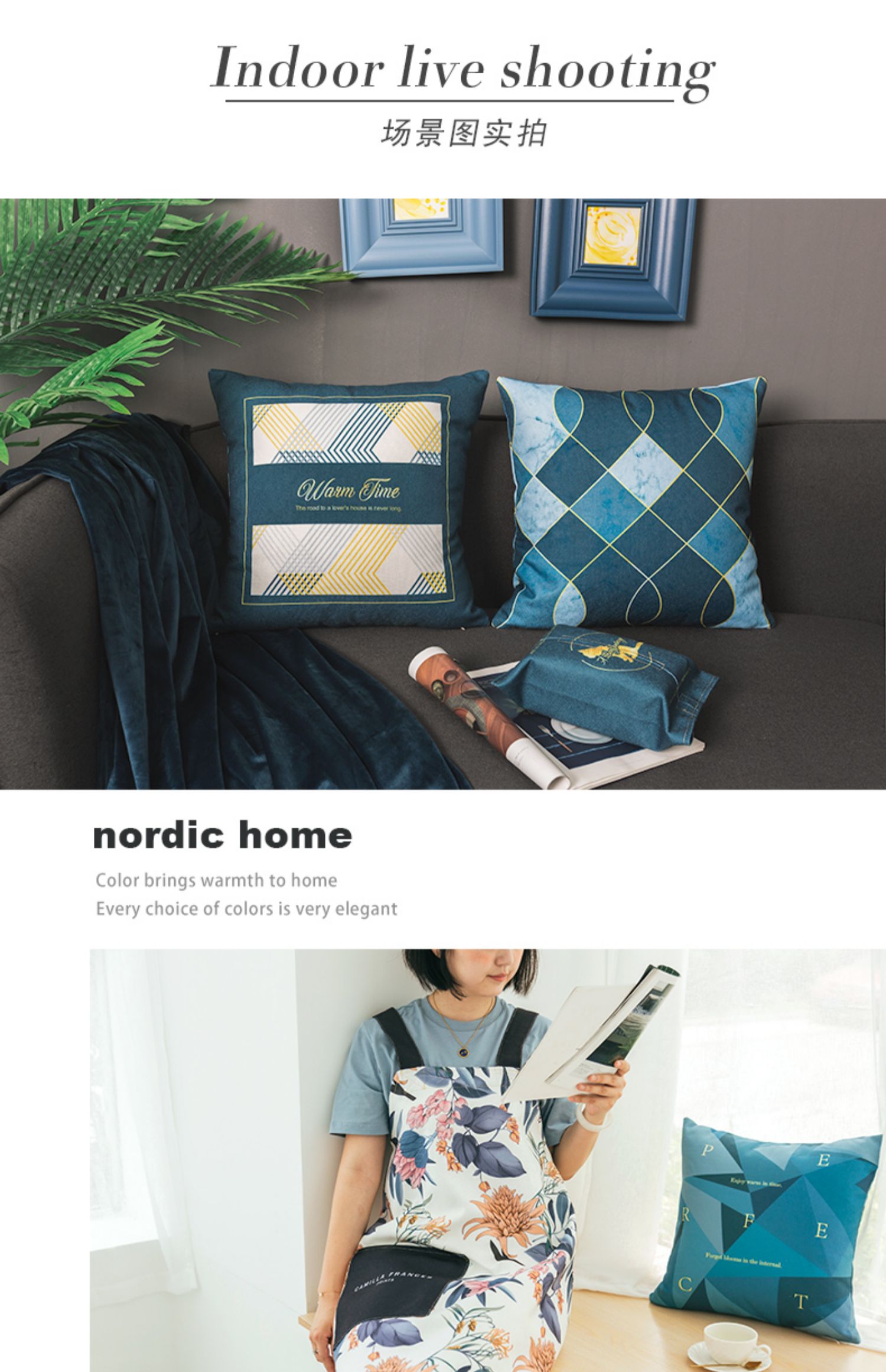 Ins màu xanh đơn giản gối sofa gối đệm phòng khách sofa đệm gối gối văn phòng gối gối - Trở lại đệm / Bolsters Gối văn phòng 2 trong 1
