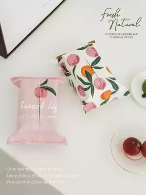 ins peach tissue cover fabric cotton and linen extraction type toilet paper cover desktop coffee table towel cover ins