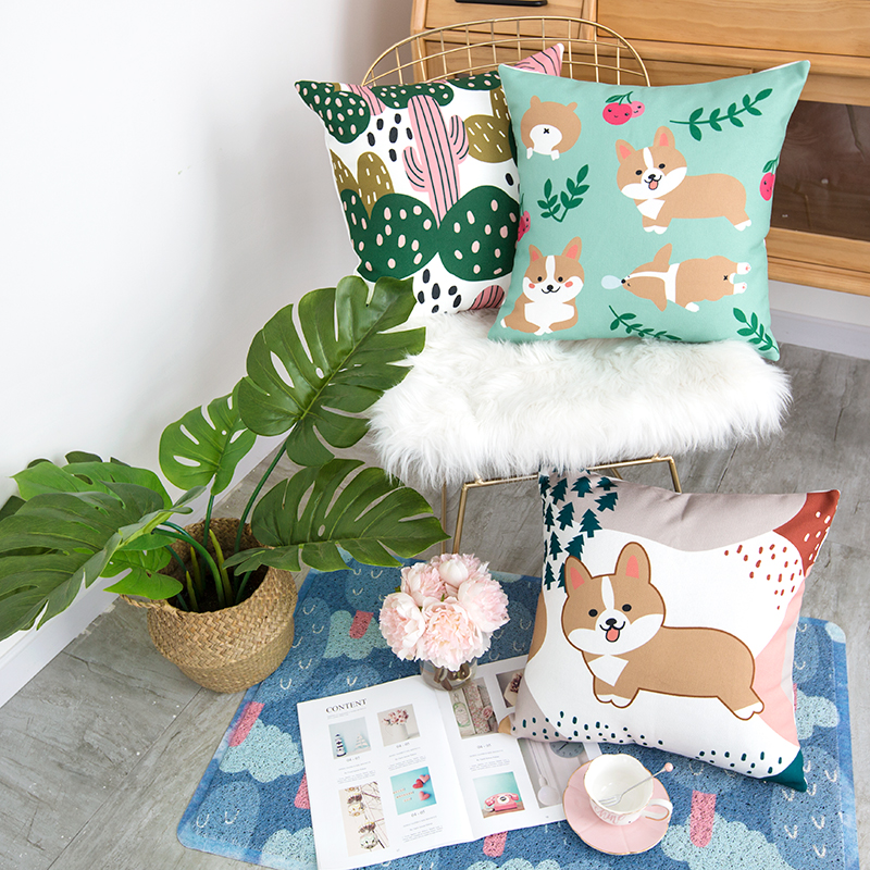 Praise house ins Pillow Cartoon Holding Pillow Cover Mesh Red Holding Pillow Sofa With Pillow Back Cushion Living-room Leaning Back Cushion Office Cushions