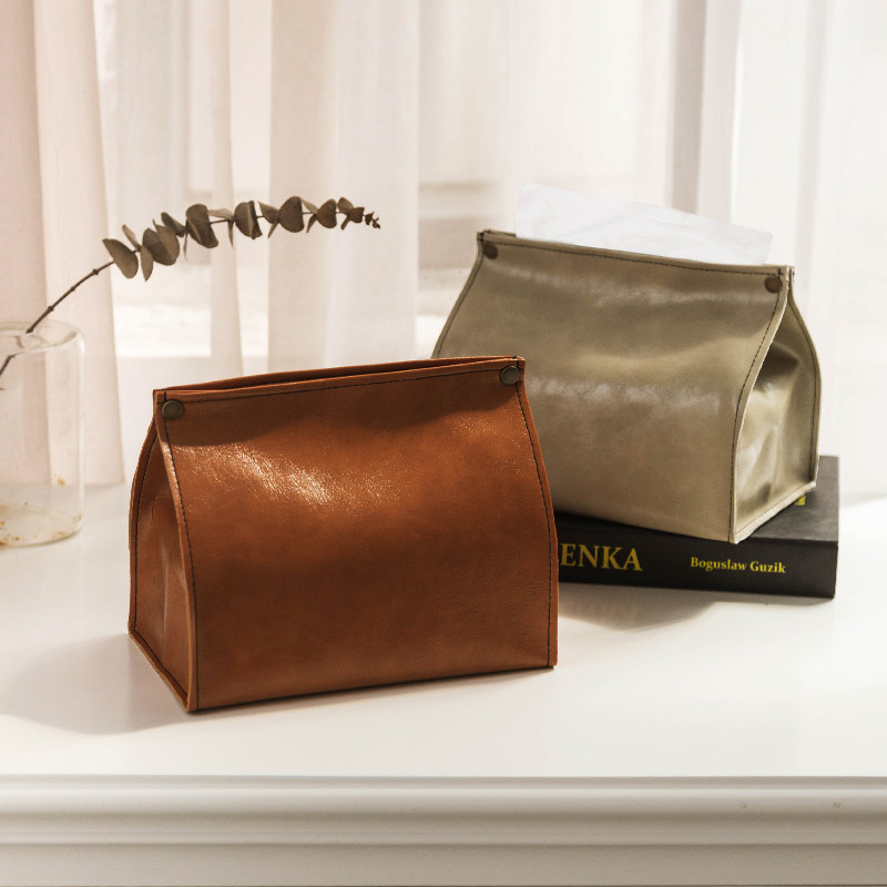 Zanya Light luxury leather tissue set Household draw paper towel cover car car paper towel cover leather tissue box paper towel bag