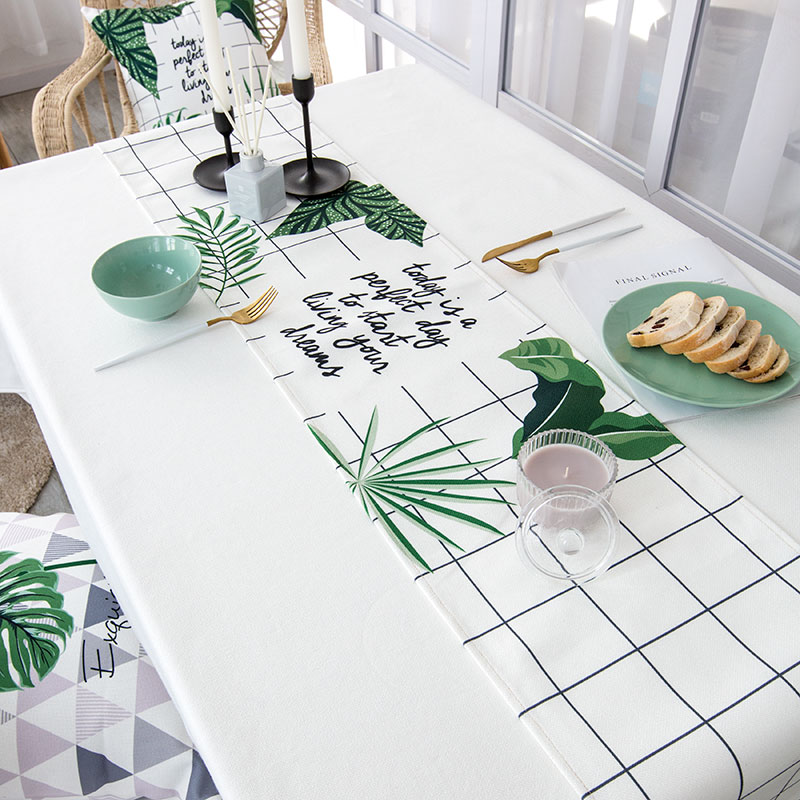 ins table flags small frescoed green plant table flags modern minimalist tea table flags lins Nordic table tables flag fabric-Taobao