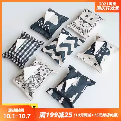 ins tissue cover Nordic tissue cover creative tissue cover fabric extraction toilet paper cover car desktop tissue cover ins cloth