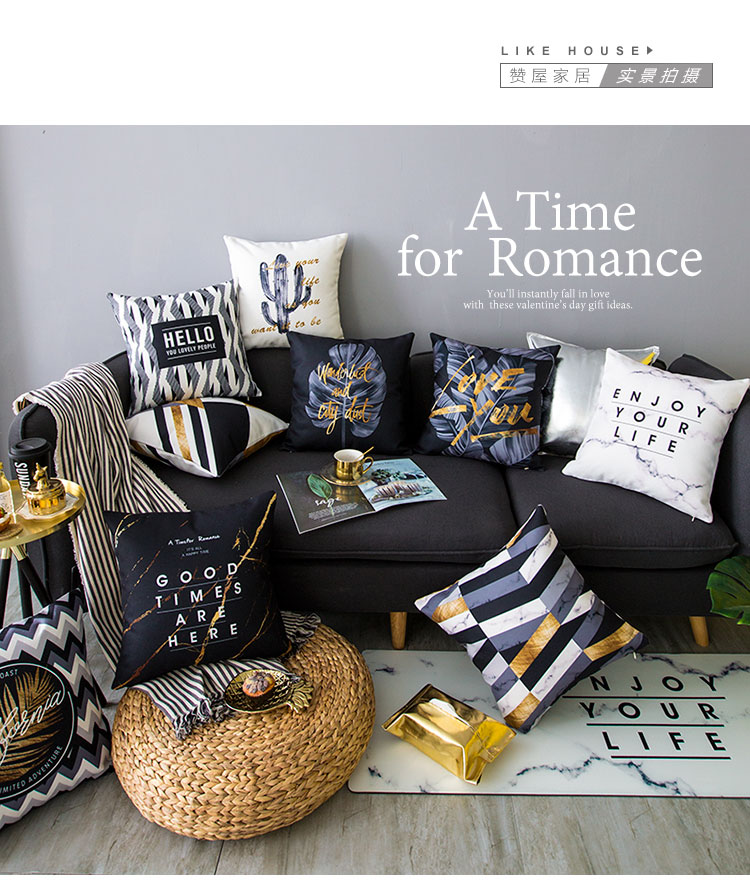 Bắc Âu đơn giản màu đen vàng gối văn phòng ngủ trưa gối sofa gối gối gối xe gối - Trở lại đệm / Bolsters gối kèm chăn 2 trong 1