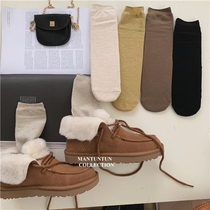 Winter Day Thickened Comfort Soft Glutinous Chic Pure Color Ensemble 100 Hitch Warm Socks