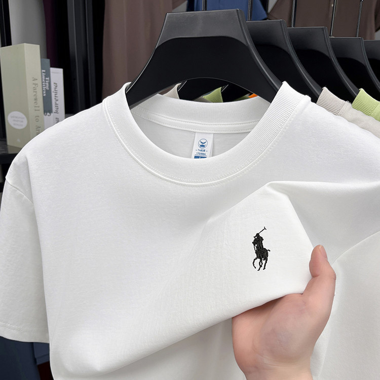 [Ole Brand Discount] Paul 100% Cotton Short-Sleeved T-Shirt Men's Summer Round Neck Embroidered Casual Half-Sleeved T-Shirt