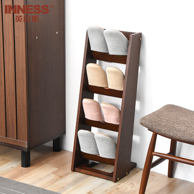 Innes Solid Wood Simple Slippers Rack Home Multilayer Minimalist Modern Multilayer Containing shelf Bathroom Door Hall Shoe Rack