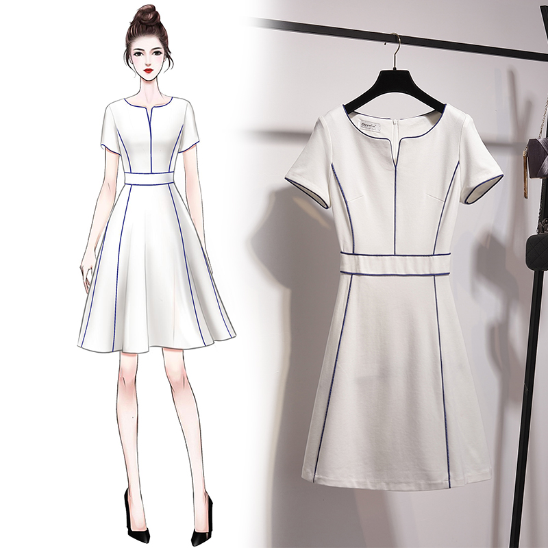 Summer white slim dress cold wind women's high-end sense