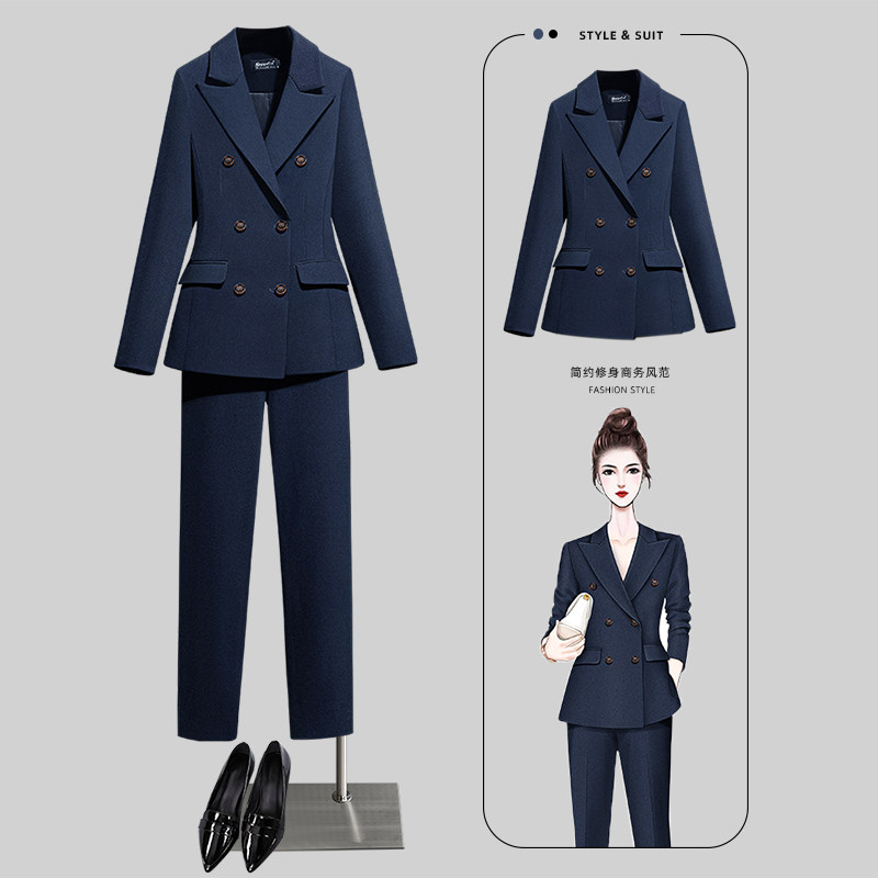 High-end professional blazer women's spring and autumn suit set casual Korean version temperament capable workplace commuter formal wear thick