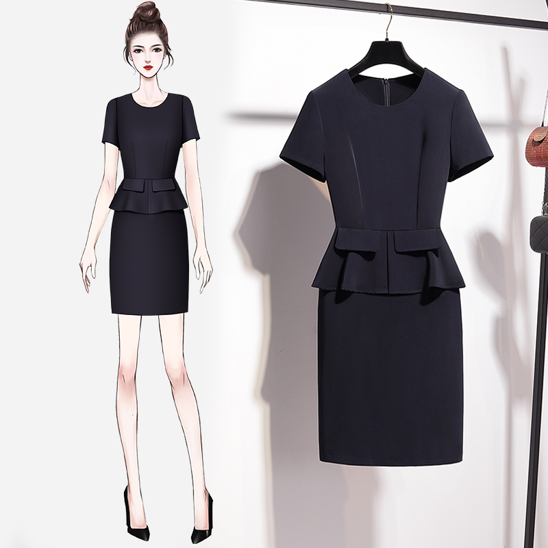 Professional Ocean Dress 2022 New Temperament Goddess Fan Fashion Foreign Pie Fake Two Suits Workplace Work Clothes