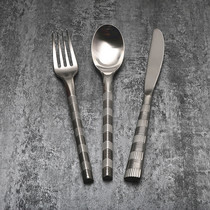 Heavy control into 18 10 stainless steel steak knife and fork spoon plate set full set of Western tableware three-piece thick