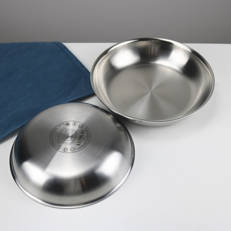 Export 304 stainless steel plate disc fruit plate vegetable plate composite steel one household thickened 18cm 20cm