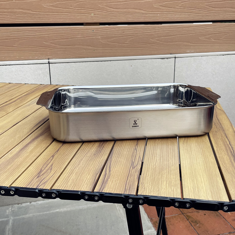 304 stainless steel plate square plate barbecue plate stainless steel tray grilled fish plate rectangular plate vegetable plate steamed rice