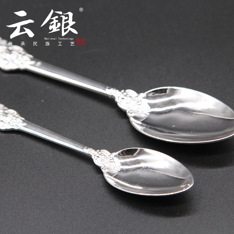 Yunyin s999 sterling silver children's spoon rose silver spoon glossy baby sterling silver tableware birthday gift ornaments